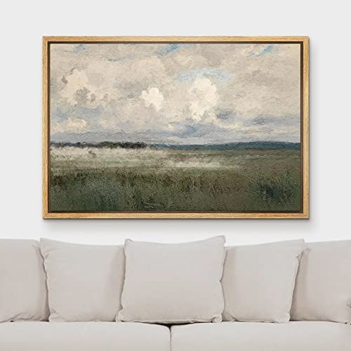 MUDECOR Framed Canvas Print Wall Art Pastel Watercolor Country Field Western Wall Art Nature Wilderness Illustrations Fine Art Landscape Multicolor for Living Room, Bedroom, Office - 16"" x24 Natural - color: A03-2306-slm09, size: 24"L x 16"W