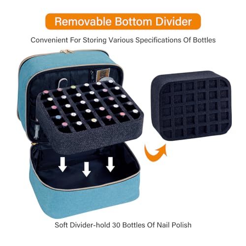 Nail Polish Organizer Holds 30 Bottles (15 ml/0.5 floz),Light Green - color: Light Green