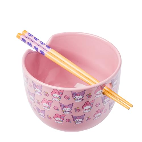 Silver Buffalo Sanrio Hello Kitty and Friends, Ramen Bowl, 20oz - color: My Melody and Kuromi Flowers, size: 20 Ounces (No Spoon)