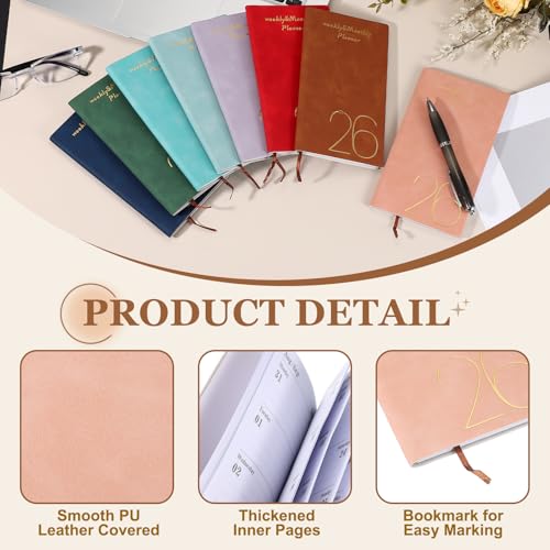 PATIKIL 2026 Daily Planner Notebook, A6 64 Sheets Undated to Do List Daily Weekly Monthly Goals Tracker Pocket Notebook for Office Home Study Work Time Management Fitness Habit, Pink - color: Pink