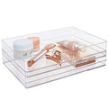STORi SimpleSort 2-Piece Stackable Clear Drawer Organizer Set | 12" x 9" x 2" Rectangle Trays | Wide Makeup Vanity Storage Bins and Office Desk Drawer Dividers | Made in USA - size: 12x9x2"