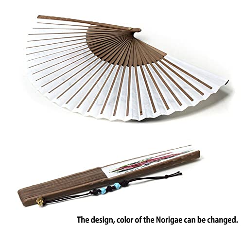 Korean Traditional Bamboo Hanji Hand Fan Norigae Large Folding Gift Peony
