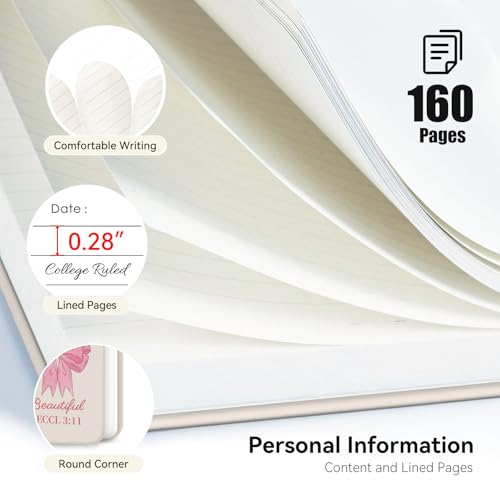Lined Spiral Journal Notebook for Work A5, 160 Pages, Pink Bow - color: Bow Pink