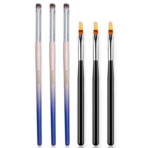 6Pcs Ombre Nail Brush Nail Art Brushes Nail Ombre Brush Nail Gradient Painting Pen Ombre Brush for Gel Nails Acrylic Manicure Brush Nail Art Tools - color: Mix Ombre Brush