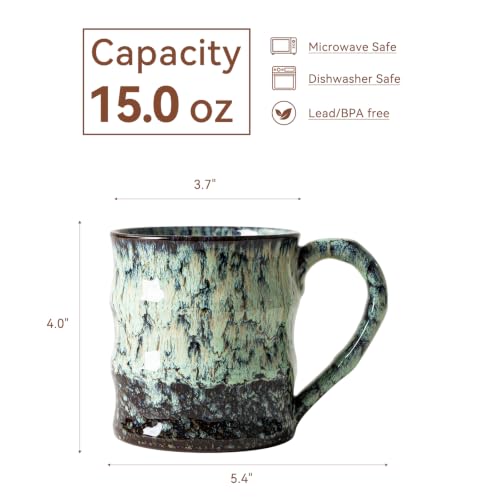 Celadon Rain Ceramic Mug, 15oz Reactive Glaze Mug, Housewarming Gift - color: 15oz - Celadon Rain · RENEW