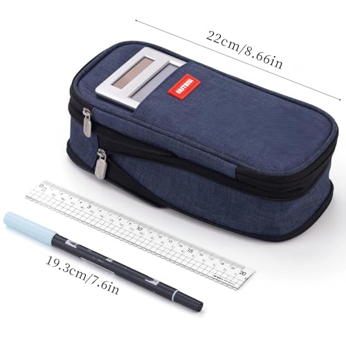 EASTHILL Big Capacity Pencil Case Large Pencil Pouch Stationery Pen Bag for Teen Girls-Deep Blue - color: Deep Blue