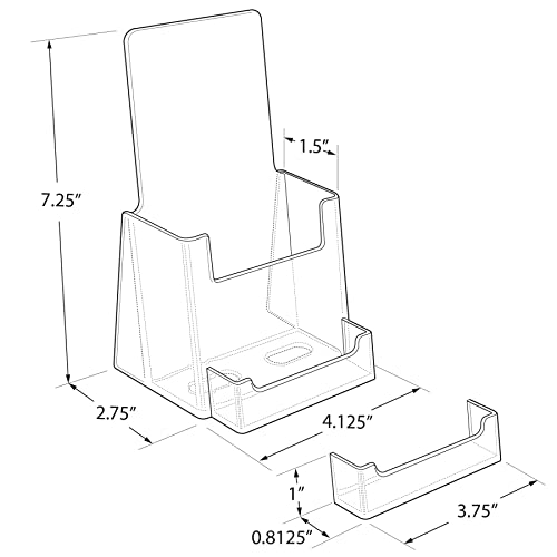 Azar Displays, 252922-50PK, Counter Trifold Brochure Holder with Horizontal Business Card Holder, Brochure Display Stand with Gift Card Pocket Flyer Holder Clear Card Display for Literature, 50-Pack - size: 50-Pack, style: Business Card Pocket