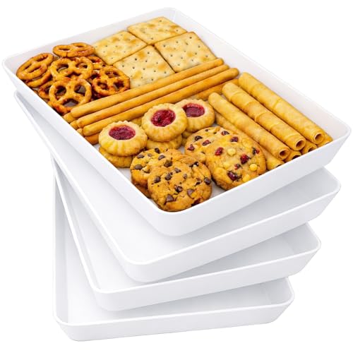 Lifewit 4-Pack Large Serving Tray, 14.5 x 9.5 Plastic Food Serving Platter - size: Large(14.5"x9.5")