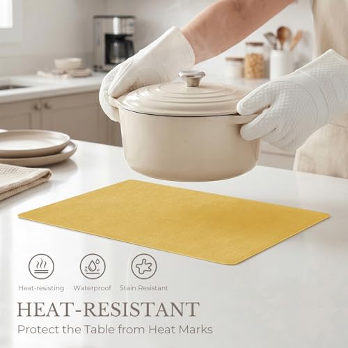 Romanstile Faux Leather Vinyl Placemats Set of 6, Yellow - color: Yellow