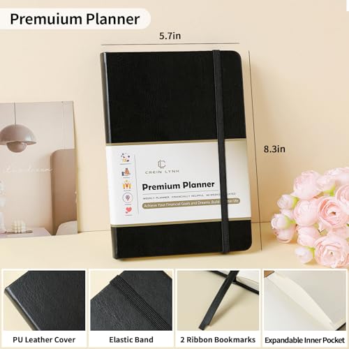 Planner 2025-2027, 36 Months Weekly and Monthly Planner with Budget & Goal Setting, 8.3" x 5.7", Flexible Cover, Daily Organizer with Inner Pocket, Bookmarks, Pen Holder for School Office Home, Black - color: Black