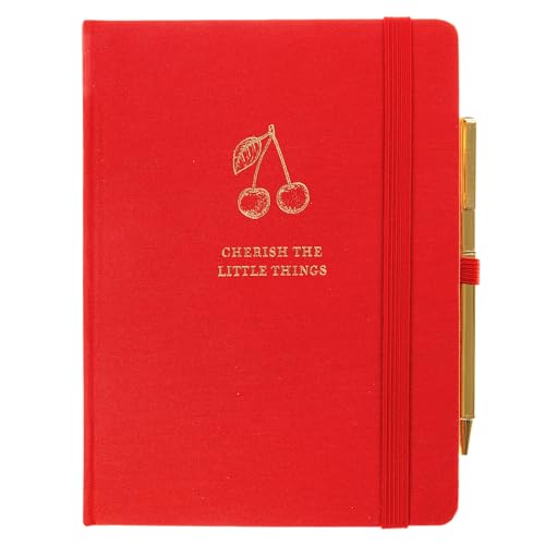 Graphique Cherry Lined Journal Plus Pen Luxe Collection, Hardcover Diary Notebook for Writing, Gold Foil Embossing, 160 Pages, 6” x 8” - color: Cherry