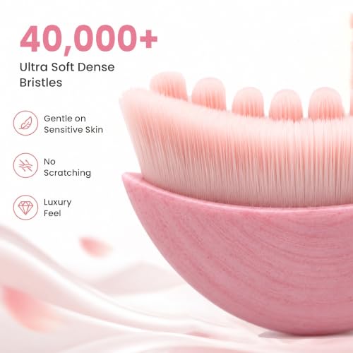 Lymphatic Contour Face Brush (2 Pack), Facial Cleansing Brush and Lymphatic Drainage Massager, Soft Nylon Bristle Contour Glow Brush for Face Sculpting, Daily Skincare Massage Tool, Pink - color: Pink