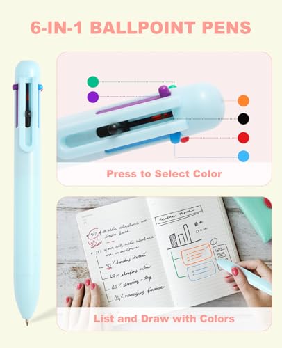 56 PCS Aesthetic School Supplies with Large Pencil Case, 5 Inspirational Ballpoint Pens, 12 Pastel Highlighters, 5 Black Ink Gel Pens, 6 Mechanical Pencils 0.5-0.7mm College Student Essentials (Blue) - color: Blue