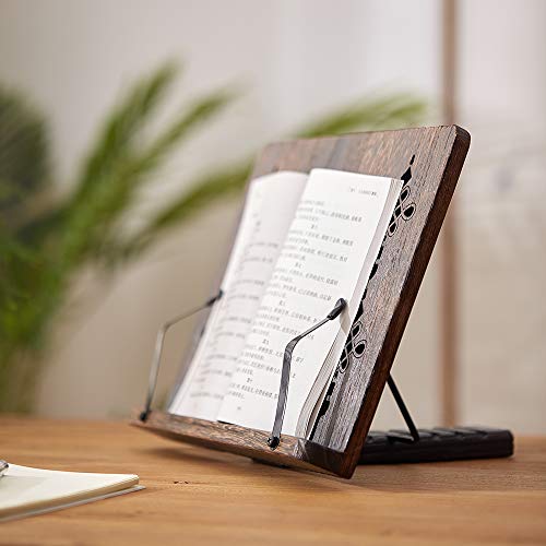Book Stand with Page Clips, Foldable Reading Rest Holder, Portable Desk Bookrest, Cookbook/Tablet PC/Music Document Stand, Adjustable Wood Reading Frame (Sakura & Rabbit, 11.8 x 8.7 inches) - color: Sakura & Rabbit, size: 11.8 x 8.7 inches