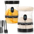 50 oz Large Sourdough Starter Jar Glass - Wide Mouth Sourdough Starter Kit with Lid for Beginners with Spatula, Feeding Instructions & Recipes (2 Pack) - size: Big- 2 Jar
