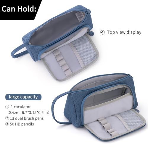 EASTHILL Big Capacity Pencil Case Pouch Pen Case Simple Stationery Bag School College Office Organizer for Teens Girls Adults Student - color: Blue