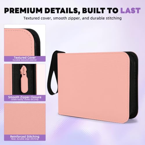 2 Pocket Mini Card Binder - Small Trading Card Album with Zipper,80 Pockets PU Leather Holder, Side-Loading Small TCG Binder for Standard Anime & Sports Cards - color: Pink, size: 2-Pocket
