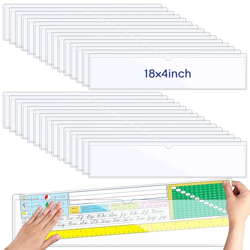 Chinco 30 Pcs Self Adhesive Clear Index Card Pockets,18 x 4 Inches - size: 18 x 4 Inches