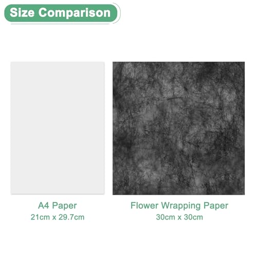 M METERXITY 152-Sheet Korean Cotton Wrapping Flower Paper, 11.8 Inch/ 30cm Waterproof Floral Wrapping Cotton Paper for Bouquets/Gift Packaging [Black] - color: Black
