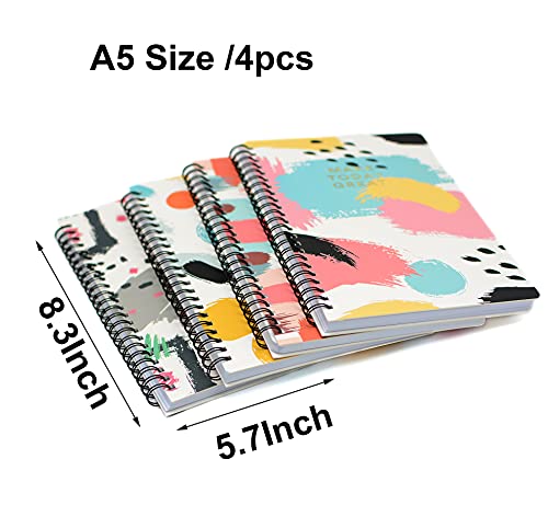 Yansanido Spiral Notebook, 4 Pcs A5 Thick Graffiti Design Hardcover 8mm Ruled 4 Color 80 Sheets -160 Pages Journals for Study and Notes (Colorful) - style: Colorful