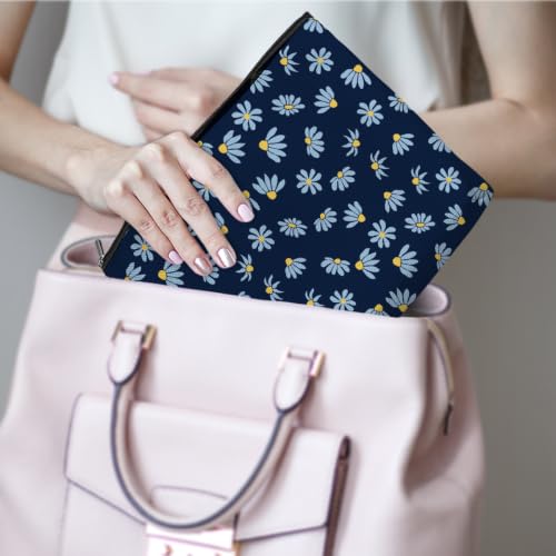 Boho Makeup Bag, Dark Blue Daisy Makeup Organizer Cosmetic Bags for Women - color: CuteDaisy02