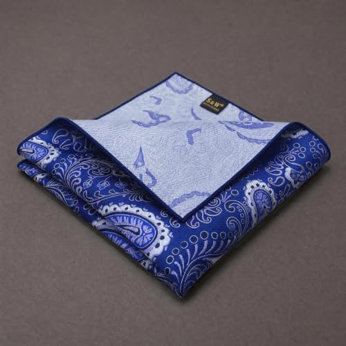 S&W SHLAX&WING Mens Pocket Square Paisley Multicolor Large for Business Wedding - color: Hh34