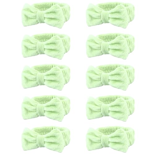 10 Pack Mint Green Soft Spa Headbands Bulk for Women Girls - color: Green