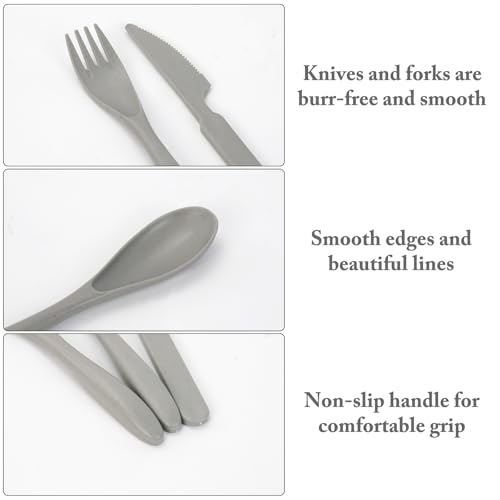 Zoyiancy 2 Sets Reusable Utensil Set with Case, Travel Utensils Black, Grey - color: Black, Grey