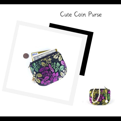Handmade Women Coin Purse Brocade Zipper Wallet Rosary Pouch Silk Jewelry Bag - Black - color: Black
