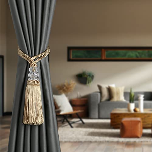 2 Pack Curtain Tiebacks with Tassel, Gold - color: Gold, size: 2