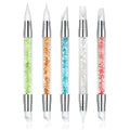 5Pcs Silicone Nail Tools, AIBEE Dual Tipped Nail Sculpting Tool Acrylic Handle Rubber Nail Brush Nail Art Tools for Design Carving Drawing Shaping