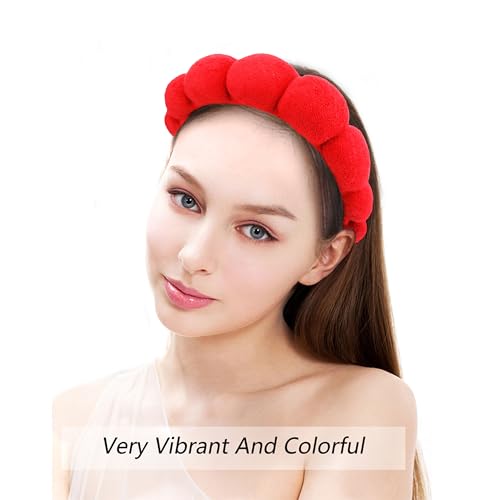 SPA Headbands for Washing Face Makeup Headbands with Bow Hair Band Women Facial Head Band Wrist Towel Wraps For Shower Face Mask Black Red Pink, 6 Pack - color: Black Red Pink