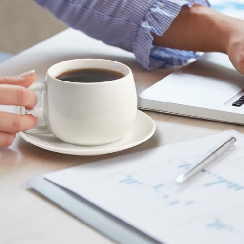ionEgg Porcelain Coffee Cup with Saucer 270ml/9oz, Minimalist Design, Perfect for Latte, Cappuccino, and Tea, White - color: White