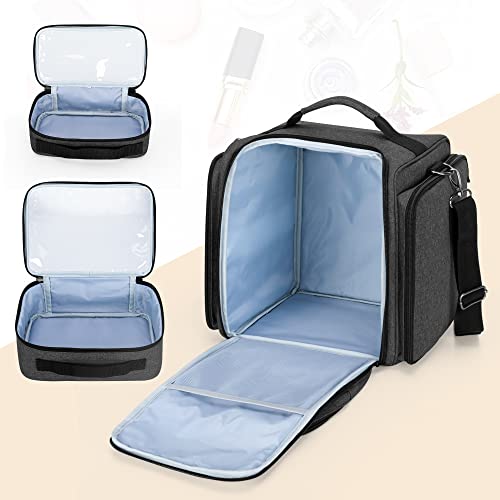 BAFASO Makeup Bag Cosmetic Bag with 4 Inner Removable Pouches, Black - color: Black