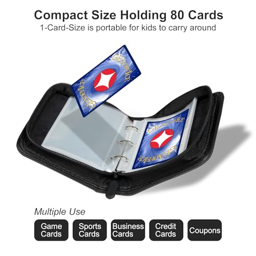 GEAoffice Small 1 Pocket Mini Trading Card Binder Holds 80 Cards, Black - color: Black-Dia