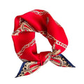 100% Mulberry Silk Neck Scarf for Women Square Neckerchief – 21 inch - color: Red