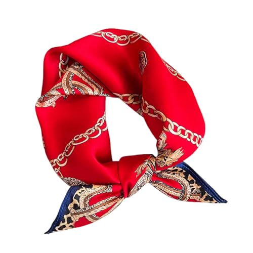 100% Mulberry Silk Neck Scarf for Women Square Neckerchief – 21 inch - color: Red