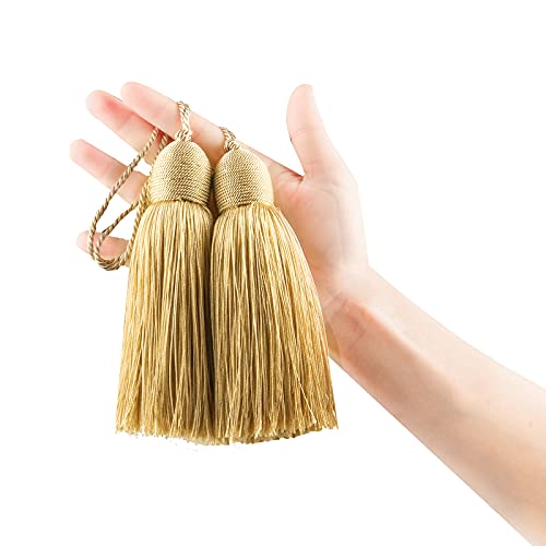 2Pcs Key Tassel with Loop DIY Handmade Craft Accessories,Gold - color: Gold