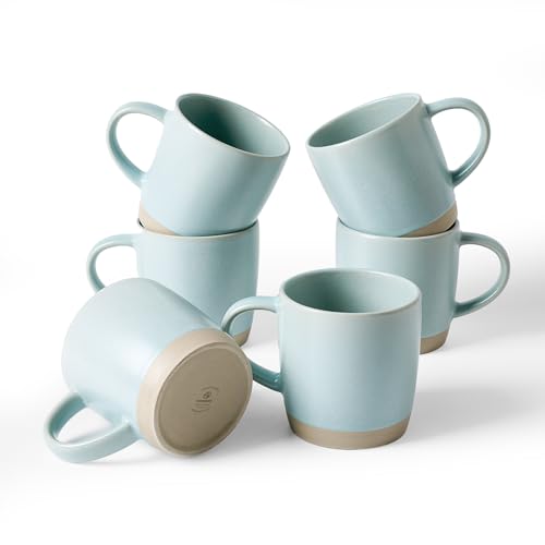 famiware Coffee Mugs Set of 6, Milkyway 13 oz Ceramic Cup Set with Handle - color: Milkyway-Light Blue, size: 6 Count (Pack of 1)
