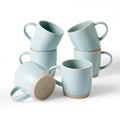 famiware Coffee Mugs Set of 6, Milkyway 13 oz Ceramic Cup Set with Handle - color: Milkyway-Light Blue, size: 6 Count (Pack of 1)