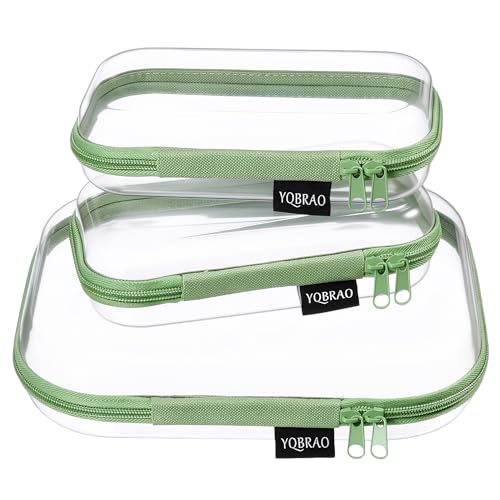 YQBRAO 4-Piece Clear Hard Shell Zipper Case Set, 1M 3S, Green - color: Green, size: M+3S