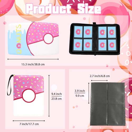 4 Pocket Portfolio Card Binder 240 Card Holder Album, Pink Donut Trading Cards Holder Zipper Binder for Girl Teen Collection (Pink Donut, 240 Pocket (Portfolio)) - color: Pink Donut, size: 240 Pocket