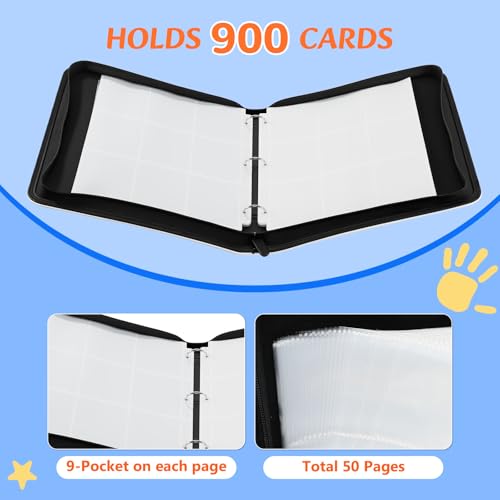 Premium Trading Card Binder, 9 Pocket Trading Card Binder for Pokemon TCG - color: Blue, size: Extra Large