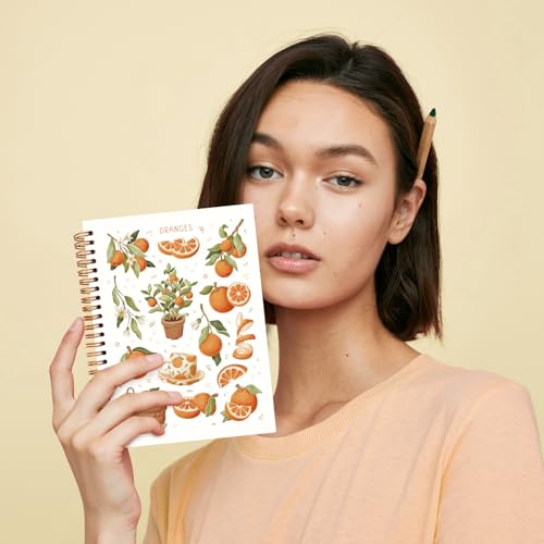 JXREQ Orange Fruit Notebook Journal for Women Diary Writing, Oranges Journaling Notebooks for Note Taking, School Office Supplies, Summer Fruit Spiral Notebooks 5.5x8.3 - color: Fruit 8