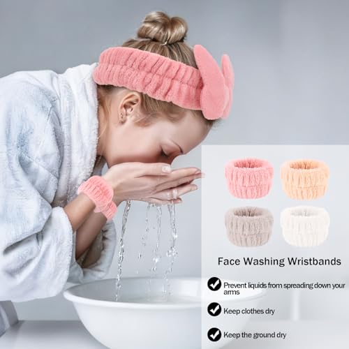 CIEHER 12 PCS Makeup Headband for Women Wrist Washband Scrunchies Cuffs for Washing Face, Soft Butterfly Spa Headband Matching Wristbands - color: Butterfly