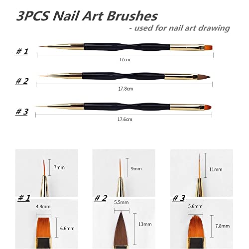 FULINJOY 5Pcs Nail Art Tools - Resin Nail Art Palette, 1 Polygel Brush Picker Brush, 3 Nail Art Painting Brushes, Nail Polish Mixing Palette Double-Ended Pen Nail Liner Brush Nail Drawing Brushes