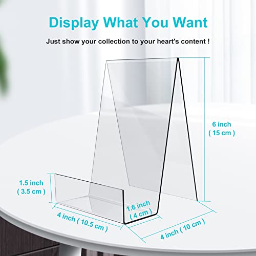 Boloyo Acrylic Book Stand with Ledge,4PC 6 Inch Clear Acrylic Display Easel Transparent Display Stand Holder Tablet Holder for Displaying Books,Magazine,Plate,Pictures,Artworks, CDs - size: 6 inch(4PC)