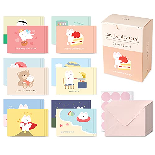 Monolike Day-by-day Card, Gureum's Daily Life ver.2 - Mix 36 Mini Single cards, 36 envelopes, 36 stickers Package - color: Gureum's daily life ver.2