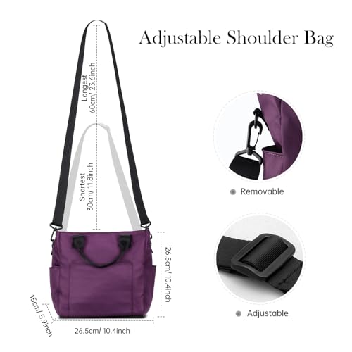 Crossbody Shoulder Bag for Women - Water Resistant Casual Handbag Purse with Multiple Pockets, Adjustable Strap - color: Purple