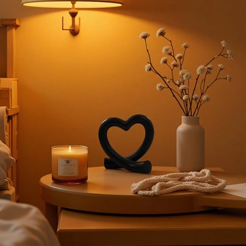 Lescafita Black Heart Decor Sculpture, Love Statue Minimalist Home Decor Accent for Living Room Bedroom Office Desk Shelf Coffee Table, Unique Romantic Gift - color: Black